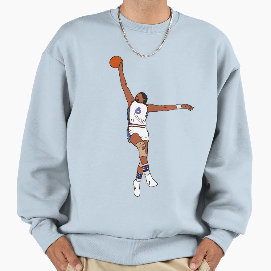 Julius Erving Dunk Sweatshirt - Custom Art Print for Adults - T-Shirt, Sweatshirt, Hoodie