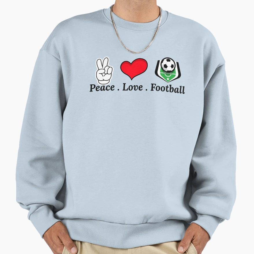 Peace Love Football Sweatshirt - Trendy Graphic Unisex - T-Shirt, Sweatshirt, Hoodie