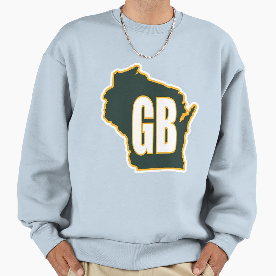 Wisconsin Map Gb Sweatshirt - Custom Art Print Men Women - T-Shirt, Sweatshirt, Hoodie
