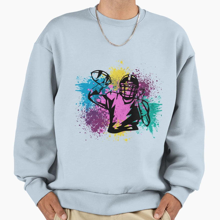 American Football Grungy Color Splashes T-Shirt - Trendy Graphic for Adults - T-Shirt, Sweatshirt, Hoodie
