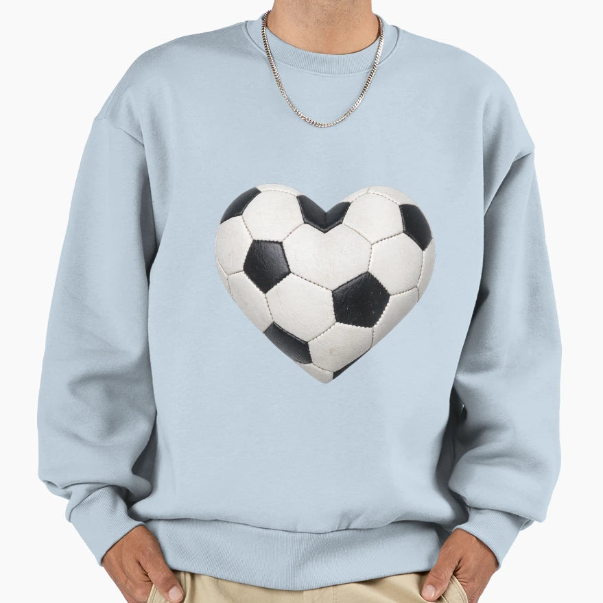 Football Heart Motif True Fans And Sweatshirt - Graphic Print for Adults - T-Shirt, Sweatshirt, Hoodie