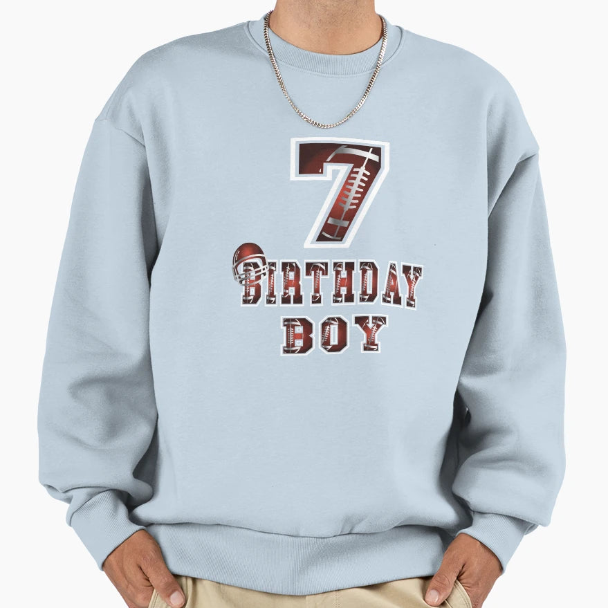 7Th Birthday 7 Years Old Football Sweatshirt - Minimalist Print Unisex - T-Shirt, Sweatshirt, Hoodie