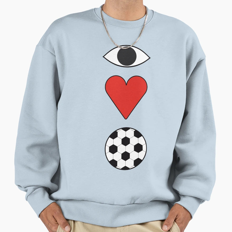 Eye Heart Soccer Sweatshirt - Graphic Print for Adults - T-Shirt, Sweatshirt, Hoodie