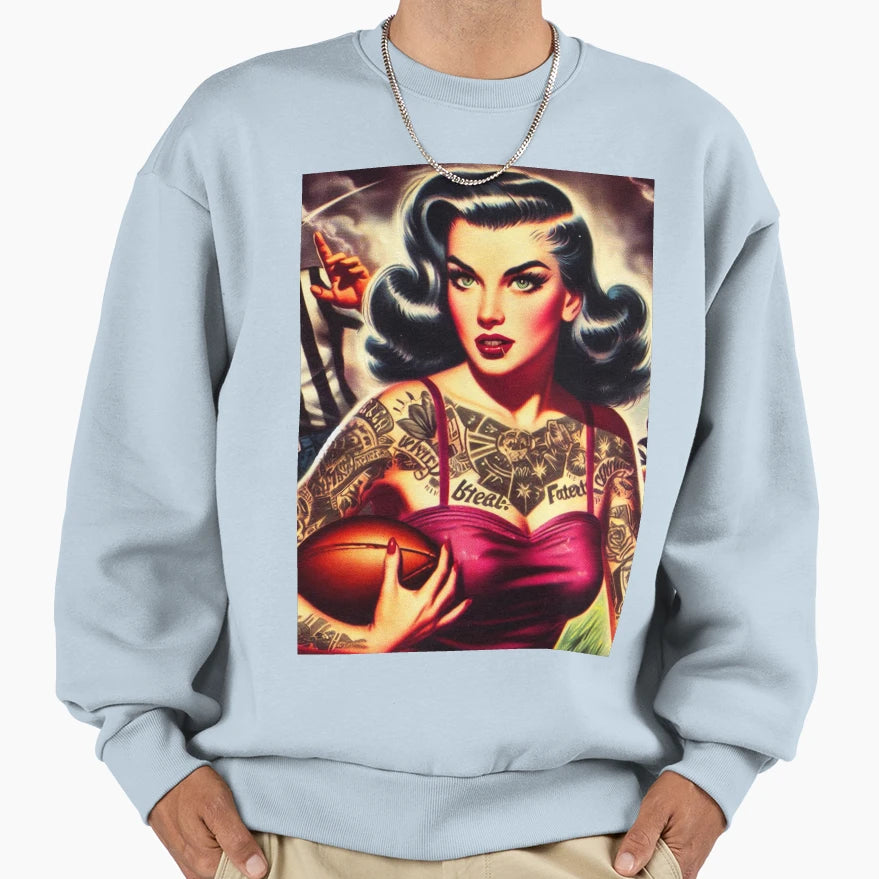 Football Pin Up Sweatshirt - Streetwear Style Men Women - T-Shirt, Sweatshirt, Hoodie