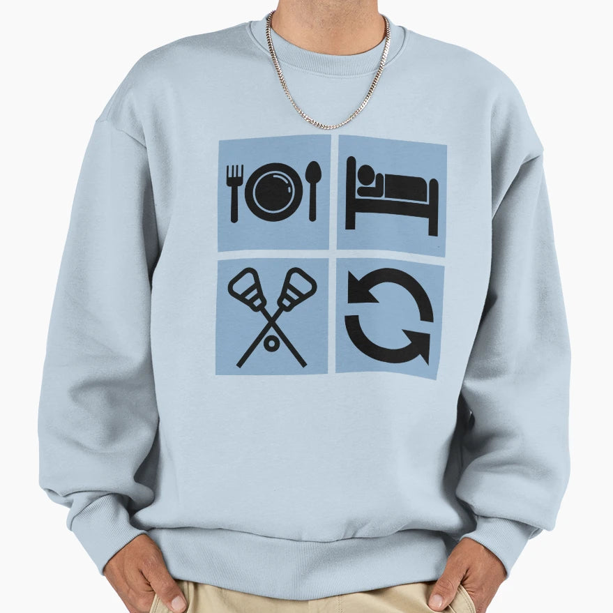 Lacrosse Eat Sleep Lacrosse Repeat Sweatshirt - Trendy Graphic for Adults - T-Shirt, Sweatshirt, Hoodie