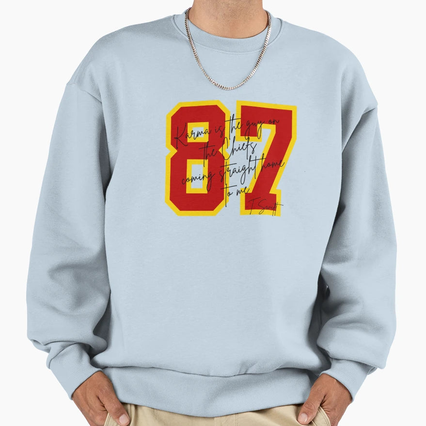 Karma Is Guy Chiefs Sweatshirt - Fun Novelty Design for Adults - T-Shirt, Sweatshirt, Hoodie
