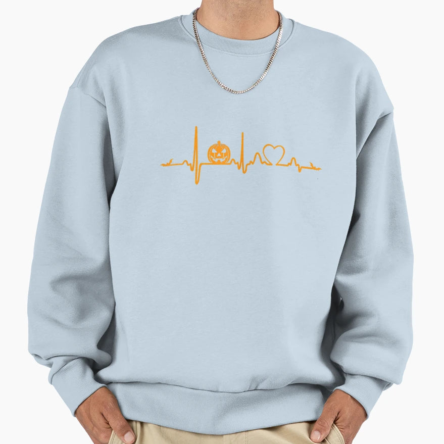 Pumpkin Heartbeat Halloween Sweatshirt - Fun Novelty Design Men Women - T-Shirt, Sweatshirt, Hoodie