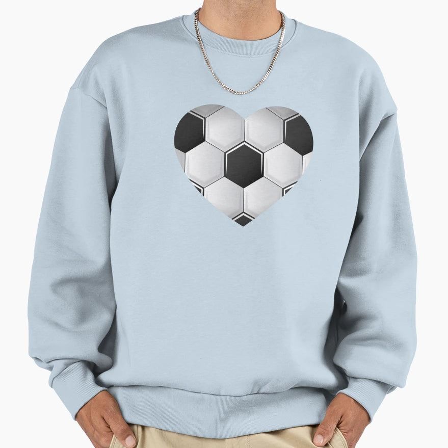 Love Soccer Heart Sports Football Sweatshirt - Minimalist Print Unisex - T-Shirt, Sweatshirt, Hoodie