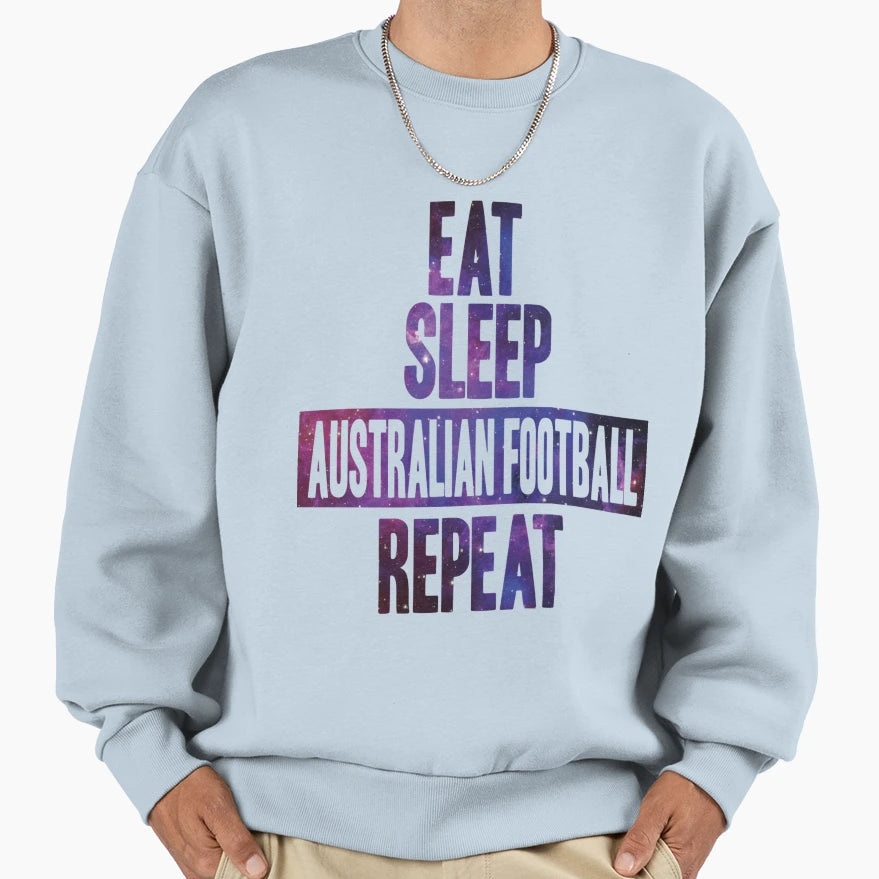 Eat Sleep Australian Football Sweatshirt - Aesthetic Graphic for Adults - T-Shirt, Sweatshirt, Hoodie