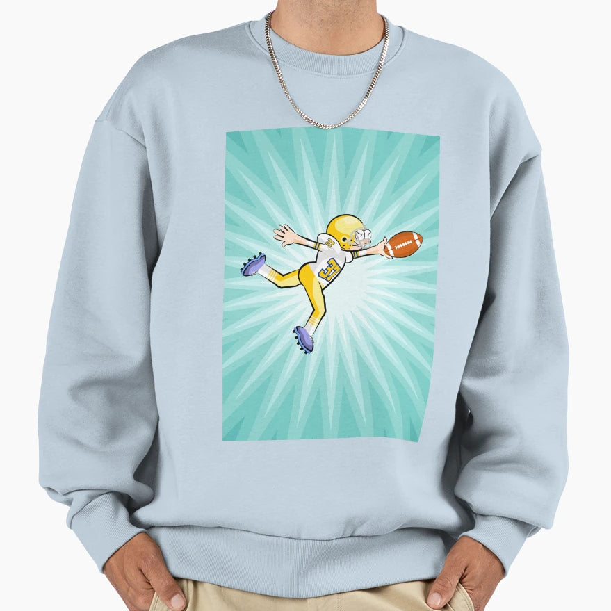 American Football Player Stays Ball Sweatshirt - Graphic Print Men Women - T-Shirt, Sweatshirt, Hoodie