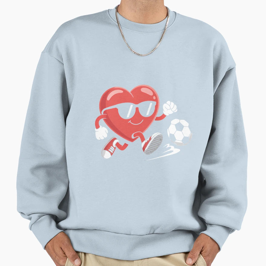 Heart Playing Soccer Valentines Day Sweatshirt - Streetwear Style Unisex - T-Shirt, Sweatshirt, Hoodie