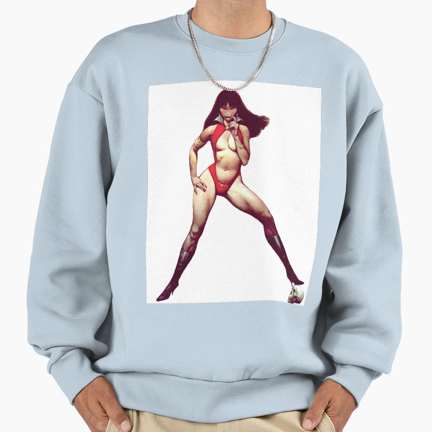 Vampirella Skull Sweatshirt - Unique Graphic Unisex - T-Shirt, Sweatshirt, Hoodie