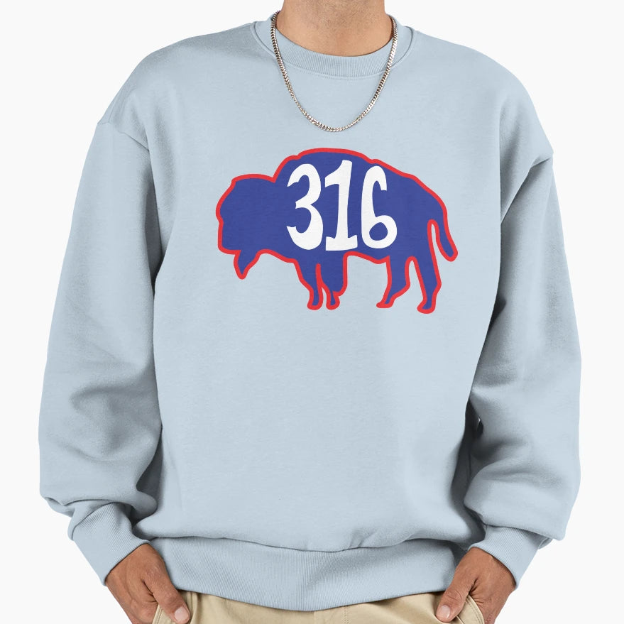 Hand Drawn Kansas Buffalo 316 Sweatshirt - Streetwear Style for Adults - T-Shirt, Sweatshirt, Hoodie