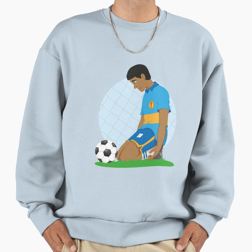 Illustration Soccer Player Sad Sweatshirt - Custom Art Print Men Women - T-Shirt, Sweatshirt, Hoodie