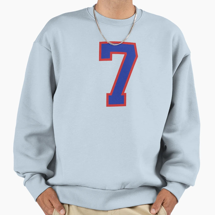 Number 7 Blue Red Sports Jersey Seven Sweatshirt - Custom Art Print Unisex - T-Shirt, Sweatshirt, Hoodie