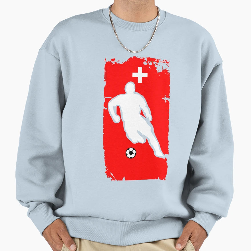 Switzerland Flag Soccer Player Sweatshirt - Streetwear Style Men Women - T-Shirt, Sweatshirt, Hoodie