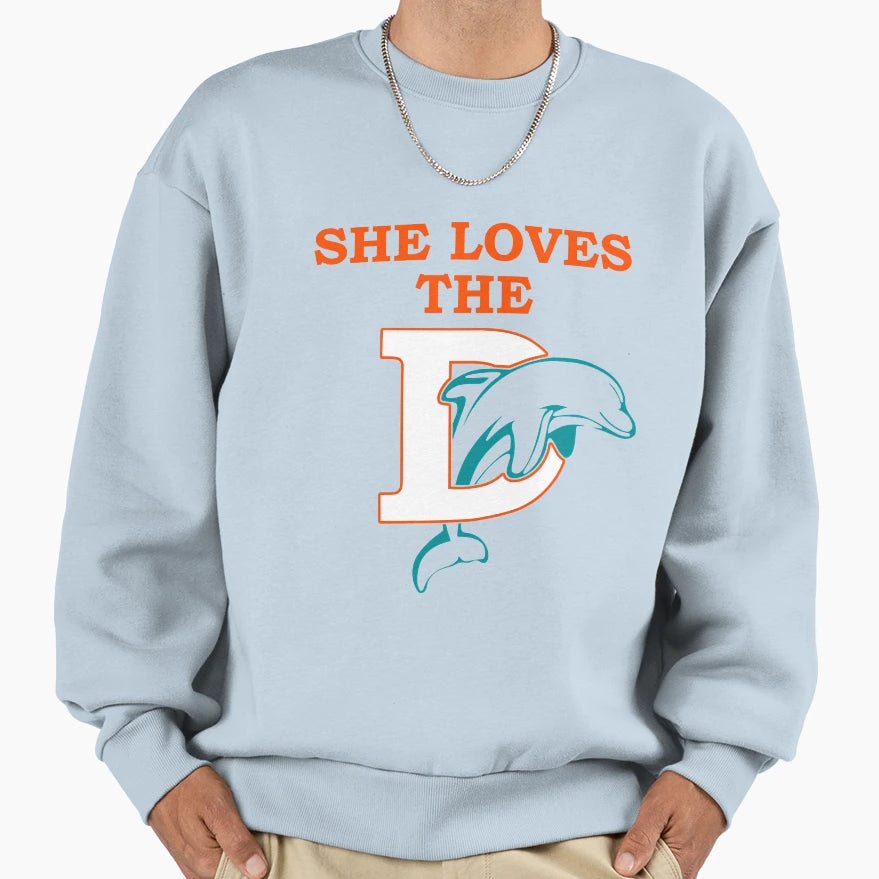 Funny She Loves Miami D Pro Football Sweatshirt - Graphic Print Unisex - T-Shirt, Sweatshirt, Hoodie