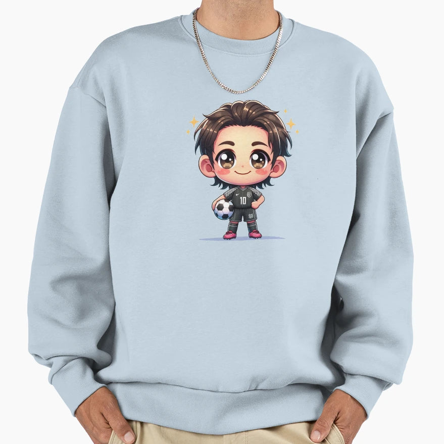 Footballer Kawaii Sweatshirt - Minimalist Print Men Women - T-Shirt, Sweatshirt, Hoodie