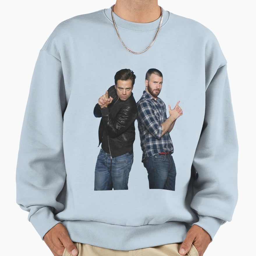 Sebastian Stan And Chris Evans Sweatshirt - Minimalist Print for Adults - T-Shirt, Sweatshirt, Hoodie