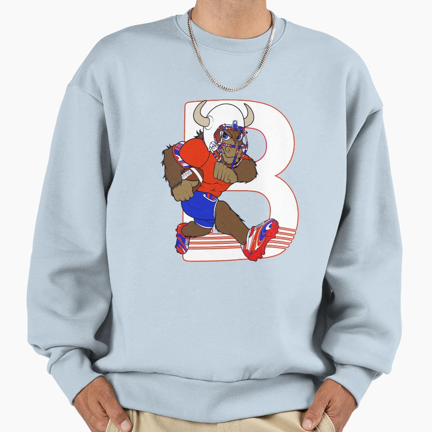 Cartoon Buffalo Football Sweatshirt - Casual Everyday Wear Unisex - T-Shirt, Sweatshirt, Hoodie