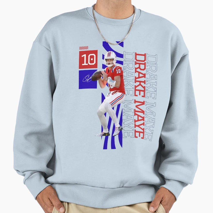 Drake Maye Quarterback Sweatshirt - Fun Novelty Design Men Women - T-Shirt, Sweatshirt, Hoodie