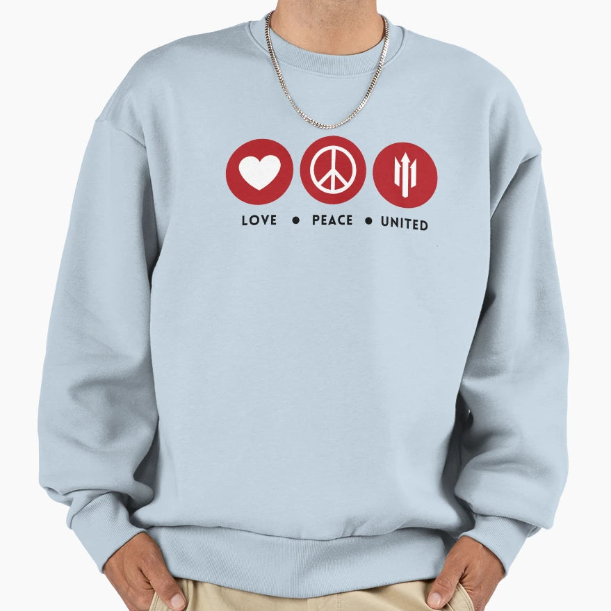 Love Peace United Red Black Sweatshirt - Novelty Apparel for Adults - T-Shirt, Sweatshirt, Hoodie
