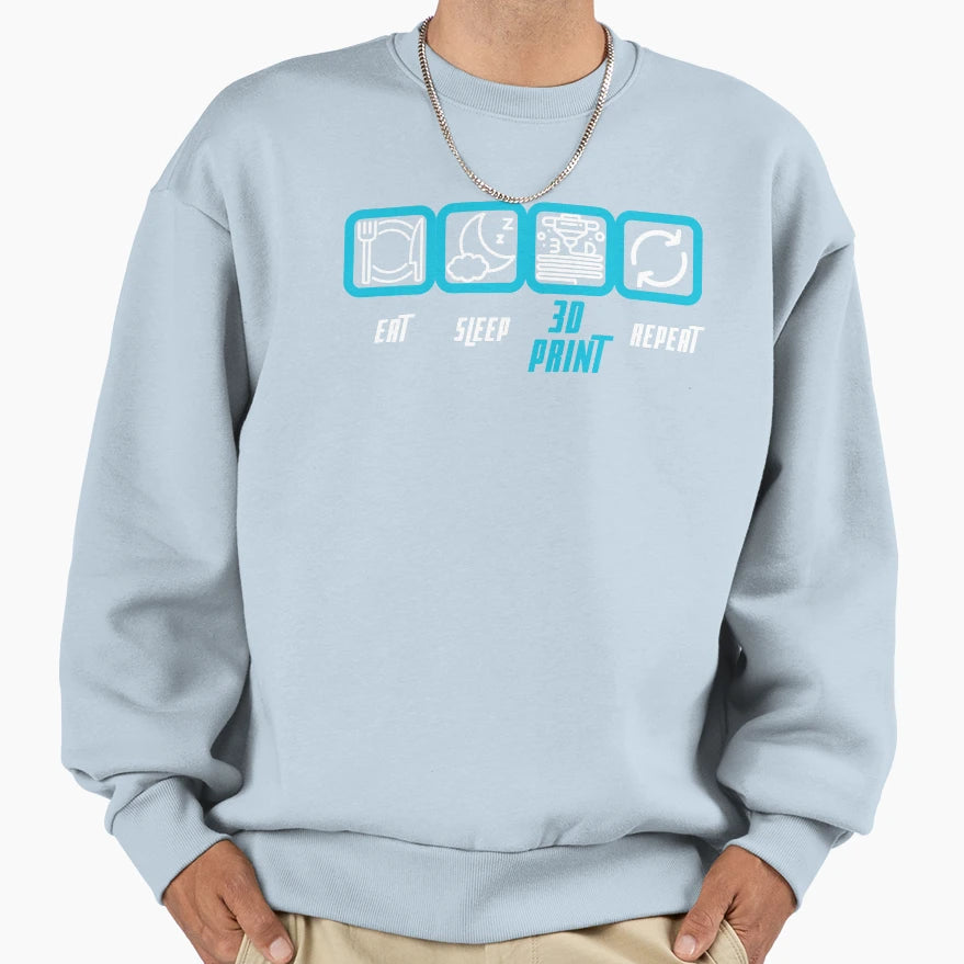 Eat Sleep 3D Repeat Sweatshirt - Trendy Graphic Men Women - T-Shirt, Sweatshirt, Hoodie