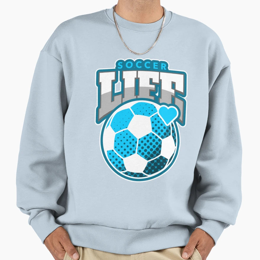 Soccer Life Blu And Wt Hrt T-Shirt - Fun Novelty Design for Adults - T-Shirt, Sweatshirt, Hoodie