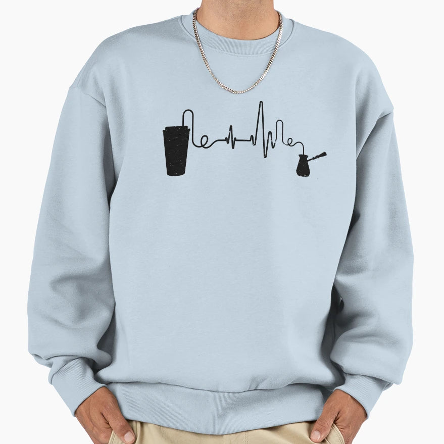 Coffee Heartbeat Coffee Cup Sweatshirt - Streetwear Style for Adults - T-Shirt, Sweatshirt, Hoodie