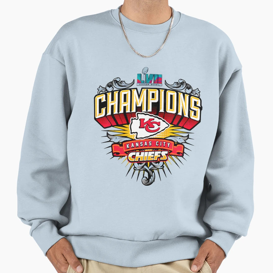 Kansas Champions Chiefs Lvii Sweatshirt - Custom Art Print Unisex - T-Shirt, Sweatshirt, Hoodie
