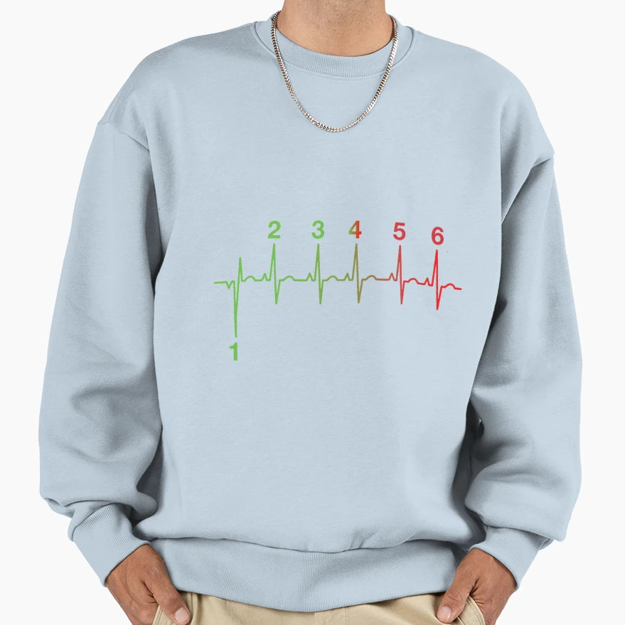 Motorcycle Heartbeat Gear Shift Sweatshirt - Minimalist Print for Adults - T-Shirt, Sweatshirt, Hoodie