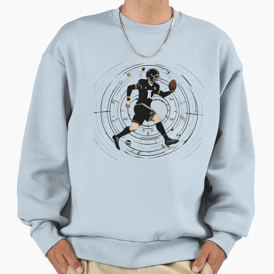 Dynamic Football Player Action Sweatshirt - Custom Art Print Men Women - T-Shirt, Sweatshirt, Hoodie