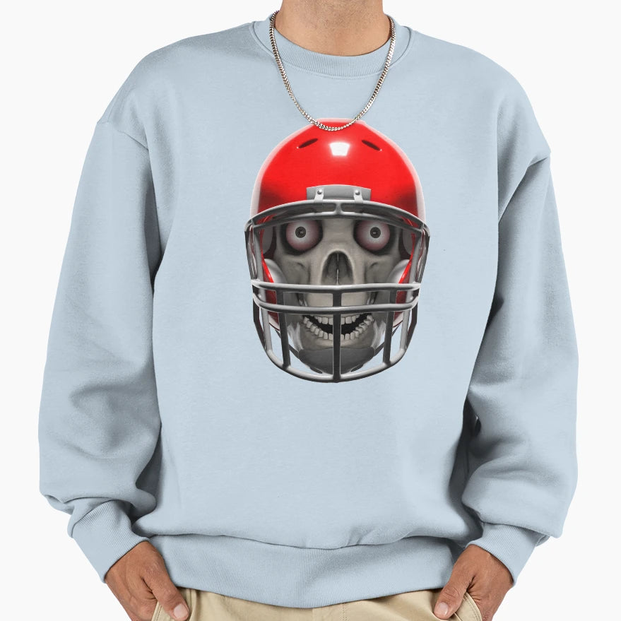 Football Skull Sweatshirt - Minimalist Print for Adults - T-Shirt, Sweatshirt, Hoodie