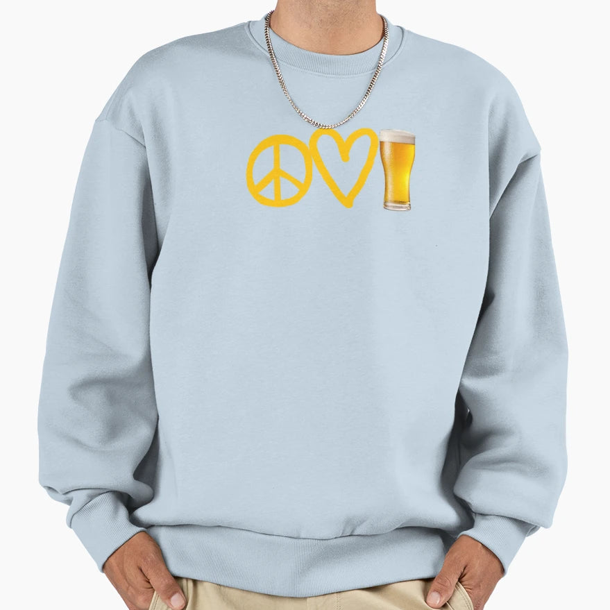 Peace Love Beer Sweatshirt - Unique Graphic Unisex - T-Shirt, Sweatshirt, Hoodie