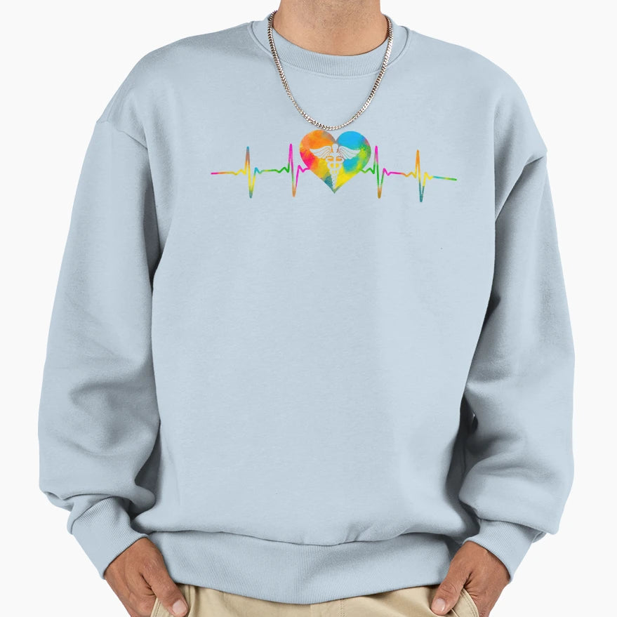 Nurse Caduceus Heartbeat Sweatshirt - Streetwear Style for Adults - T-Shirt, Sweatshirt, Hoodie