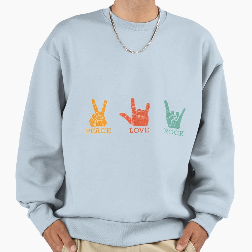 Peace Love Rock Concert Band Sweatshirt - Minimalist Print Unisex - T-Shirt, Sweatshirt, Hoodie