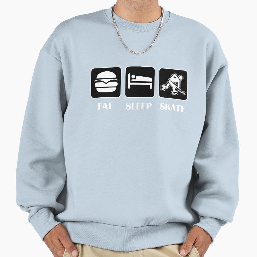 Eat Sleep Skate Hockey Player Sweatshirt - Minimalist Print Men Women - T-Shirt, Sweatshirt, Hoodie