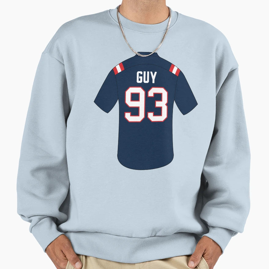 Lawrence Guy Sr Jersey Number 93 Sweatshirt - Custom Art Print Unisex - T-Shirt, Sweatshirt, Hoodie