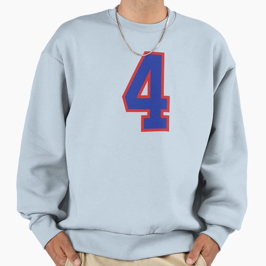 Number 4 Blue Red Sports Jersey Sweatshirt - Minimalist Print Men Women - T-Shirt, Sweatshirt, Hoodie