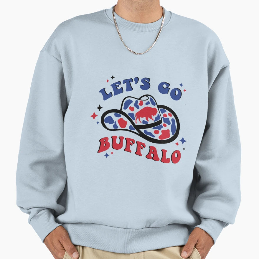Lets Go Buffalo Football Cowboy Sweatshirt - Fun Novelty Design for Adults - T-Shirt, Sweatshirt, Hoodie