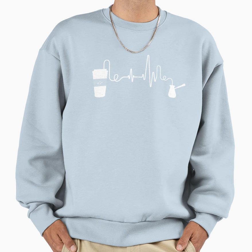 Coffee Heartbeat Coffee Cup Sweatshirt - Custom Art Print Men Women - T-Shirt, Sweatshirt, Hoodie