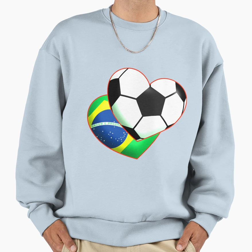 Football Heart Brazil Sweatshirt - Aesthetic Graphic Unisex - T-Shirt, Sweatshirt, Hoodie