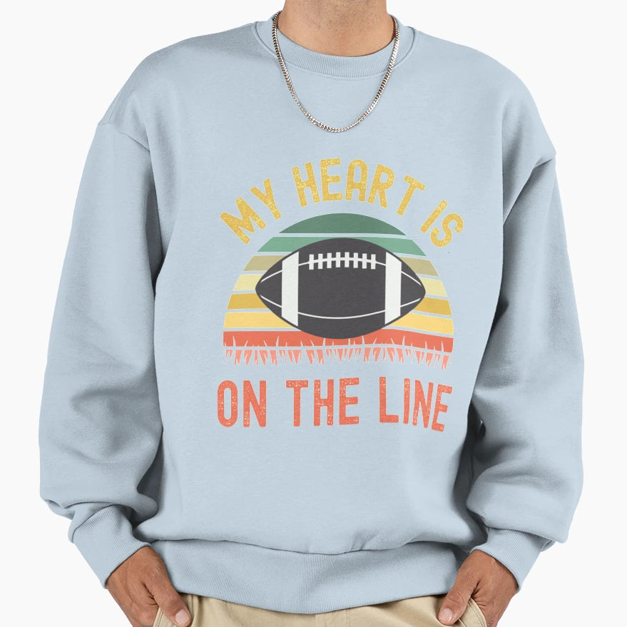 My Heart Is Line Football Offense Sweatshirt - Minimalist Print Unisex - T-Shirt, Sweatshirt, Hoodie
