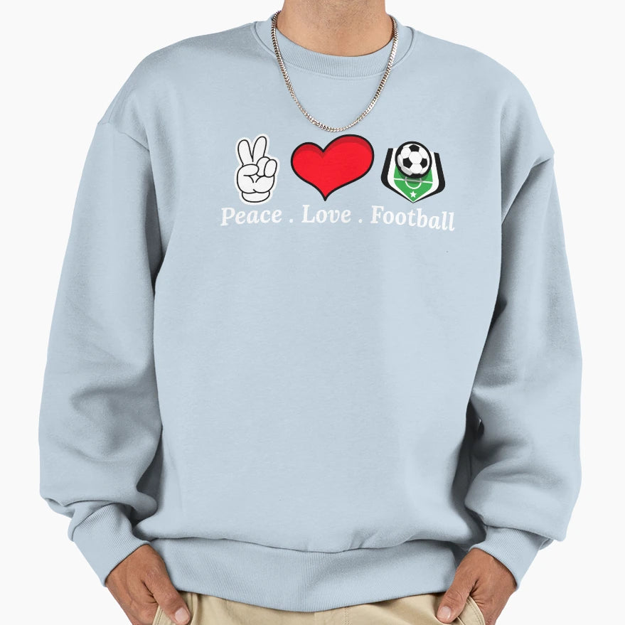 Peace Love Football Sweatshirt - Custom Art Print Men Women - T-Shirt, Sweatshirt, Hoodie