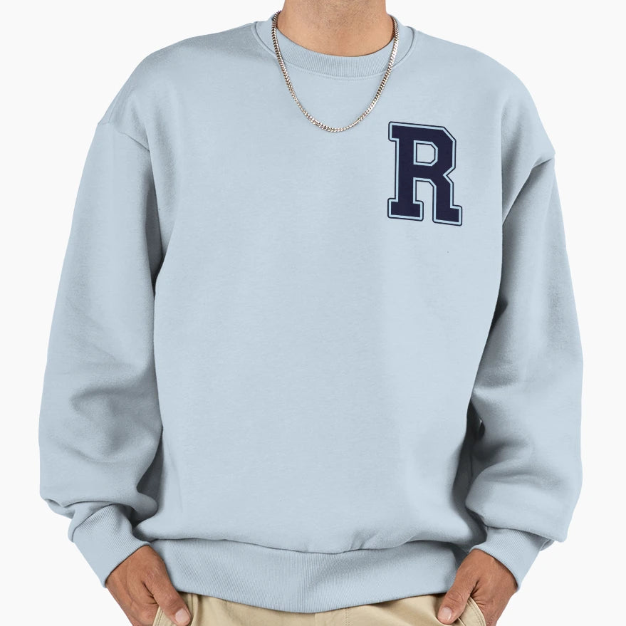 Navy Blue Letter R Initial Monogram Sweatshirt - Fun Novelty Design Unisex - T-Shirt, Sweatshirt, Hoodie
