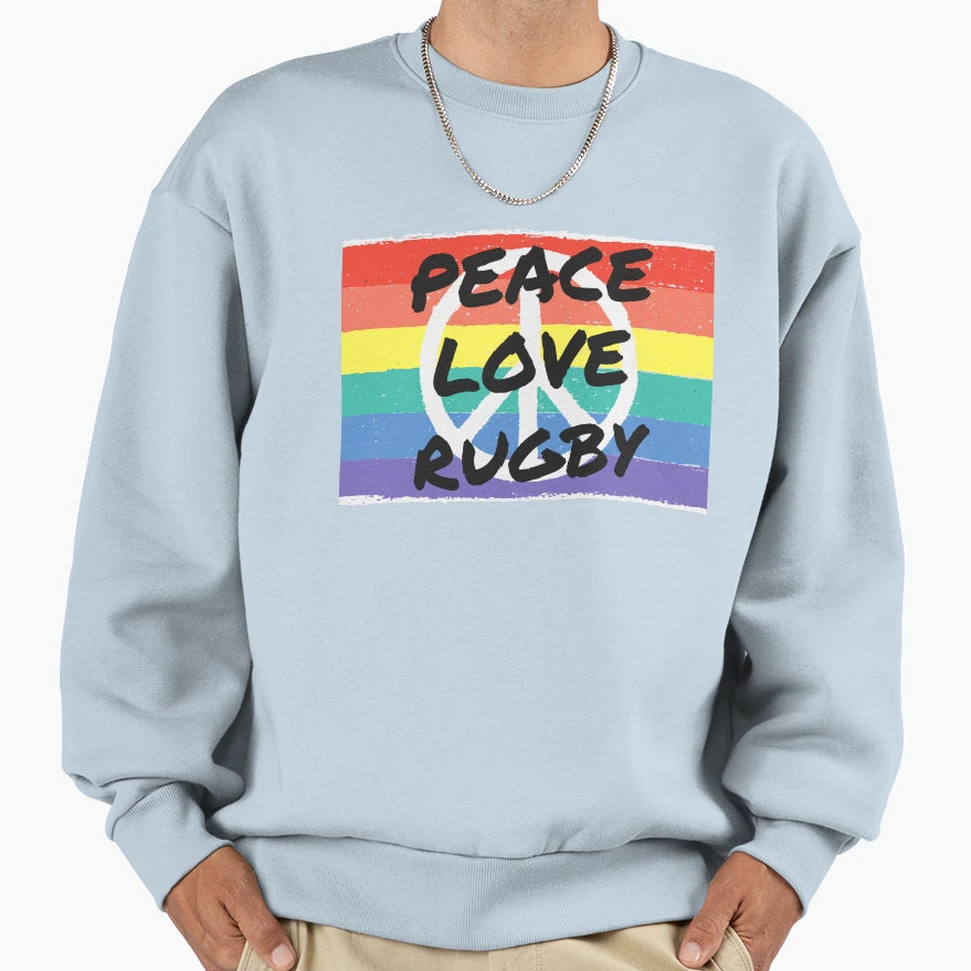 Peace Love Rugby Sweatshirt - Trendy Graphic Unisex - T-Shirt, Sweatshirt, Hoodie