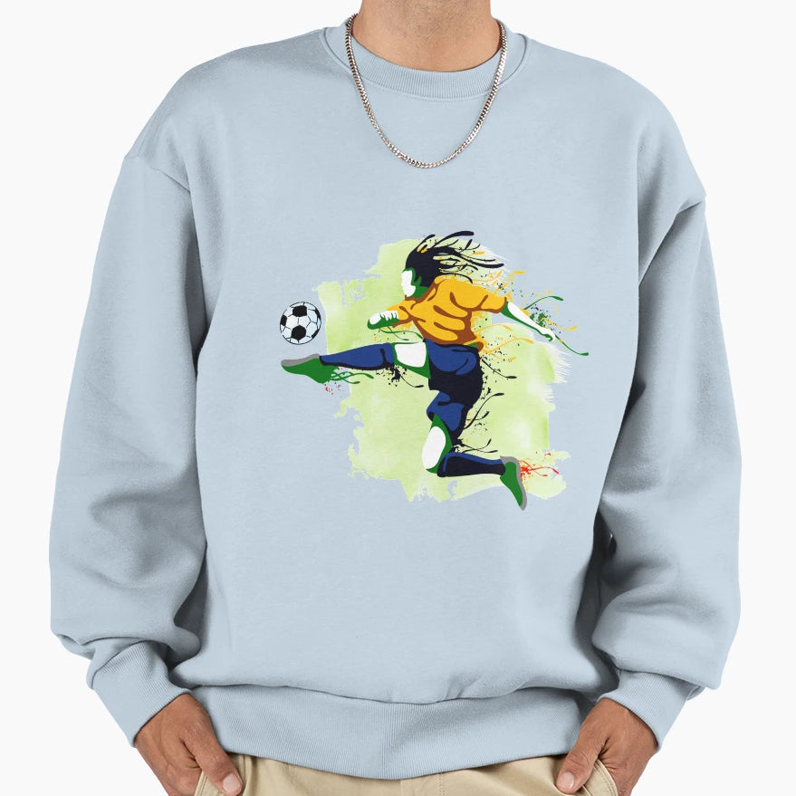 Soccer Footballer Ball Action Sweatshirt - Minimalist Print for Adults - T-Shirt, Sweatshirt, Hoodie