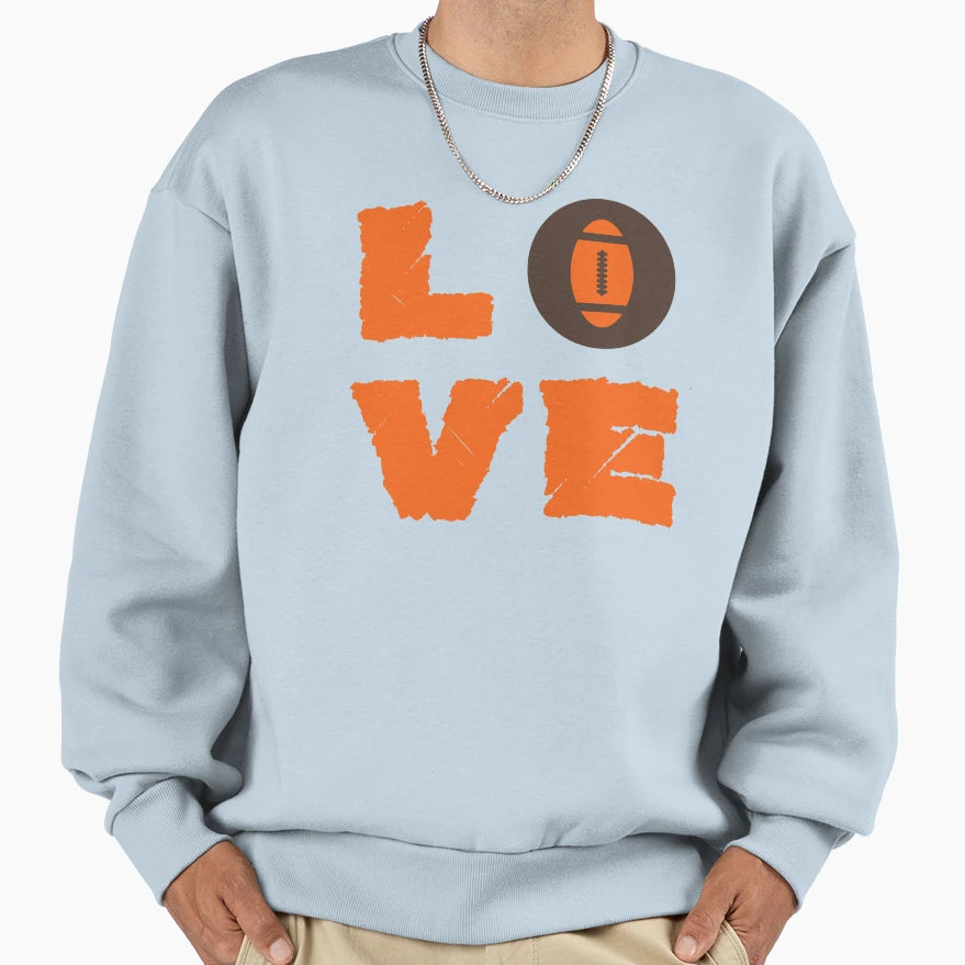 Love Football Bold Typography Sweatshirt - Graphic Print for Adults - T-Shirt, Sweatshirt, Hoodie