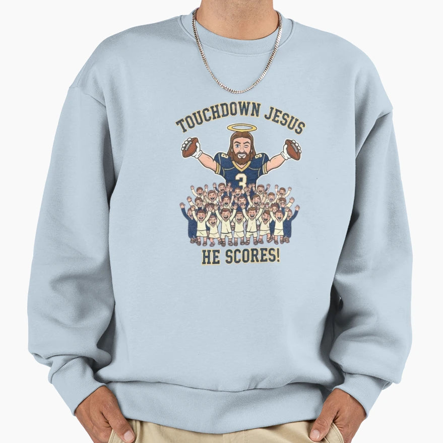 Touchdown Jesus Jesus As Goal Sweatshirt - Minimalist Print Men Women - T-Shirt, Sweatshirt, Hoodie