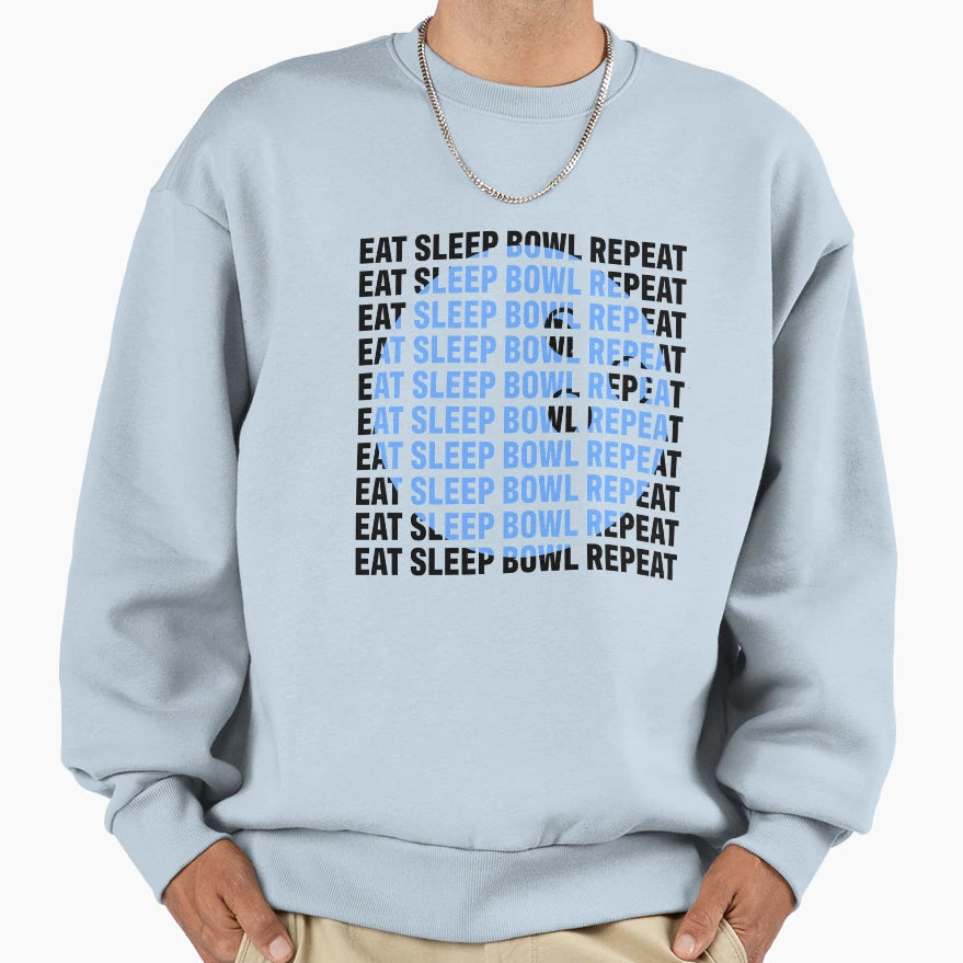 Eat Sleep Bowl Repeat Sweatshirt - Fun Novelty Design for Adults - T-Shirt, Sweatshirt, Hoodie